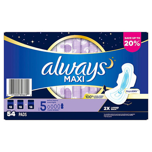 Always Maxi Overnight, Extra Heavy (54 ct.)