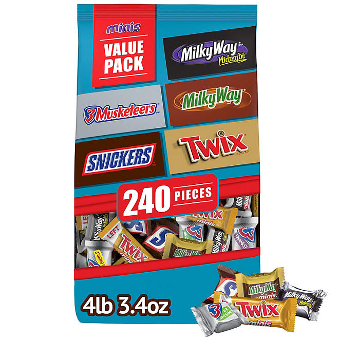 Snickers, Twix & More Bulk Chocolate Candy Variety Pack (240 pcs., 74.1 oz.)