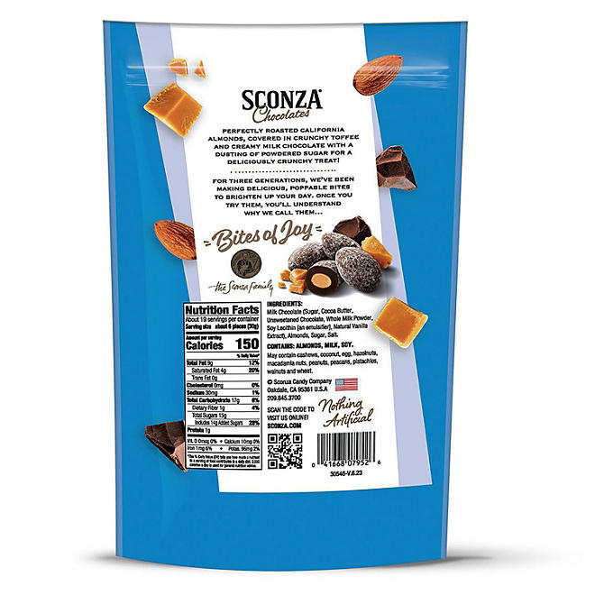 Sconza Crunchy Toffee Milk Chocolate Almonds (20 oz.)