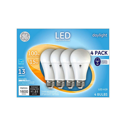GE Daylight LED 100W Replacement Indoor General Purpose A19 Light Bulbs (4 pk.)