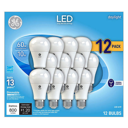 GE Daylight LED 60W Equivalent General Purpose A19 Light Bulbs (12 pk.)
