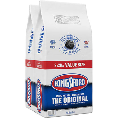 Kingsford Original Charcoal Briquettes, BBQ Charcoal for Grilling (20 lbs. each, 2 pk.)