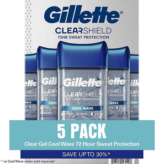 Gillette Cool Wave Clear Gel Men's Antiperspirant and Deodorant (3.8 oz., 5 pk.)