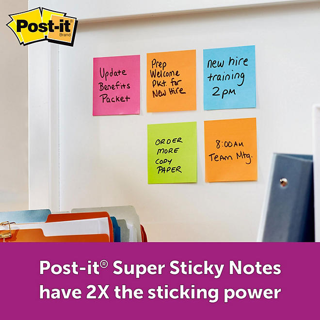 Post-it Notes Super Sticky, 3" x 3", Energy Boost Collection, 14 Pads, 1,260 Total Sheets