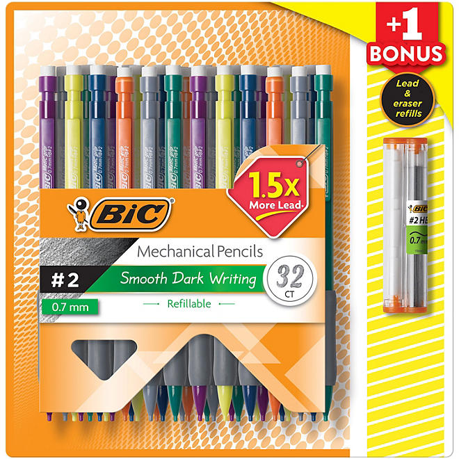 BIC Matic Grip Mechanical Pencil, HB #2, 0.7mm, 32 Pencils