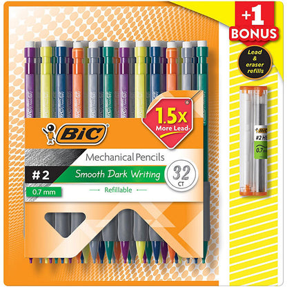 BIC Matic Grip Mechanical Pencil, HB #2, 0.7mm, 32 Pencils