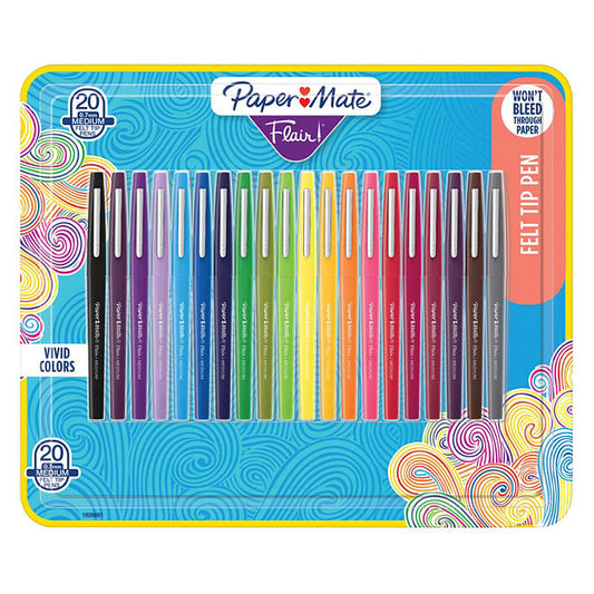 Paper Mate Flair Pens, Assorted Colors, Pack of 20