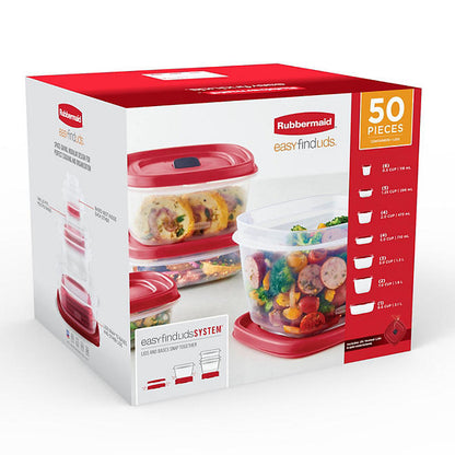 Rubbermaid 50-Piece EasyFind Lids Vented Food Storage Set