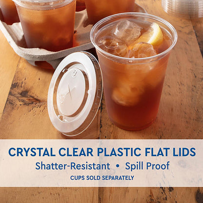 Clear Flat Plastic Lids with Straw Slot (500 ct.)