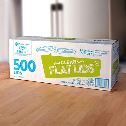 Clear Flat Plastic Lids with Straw Slot (500 ct.)