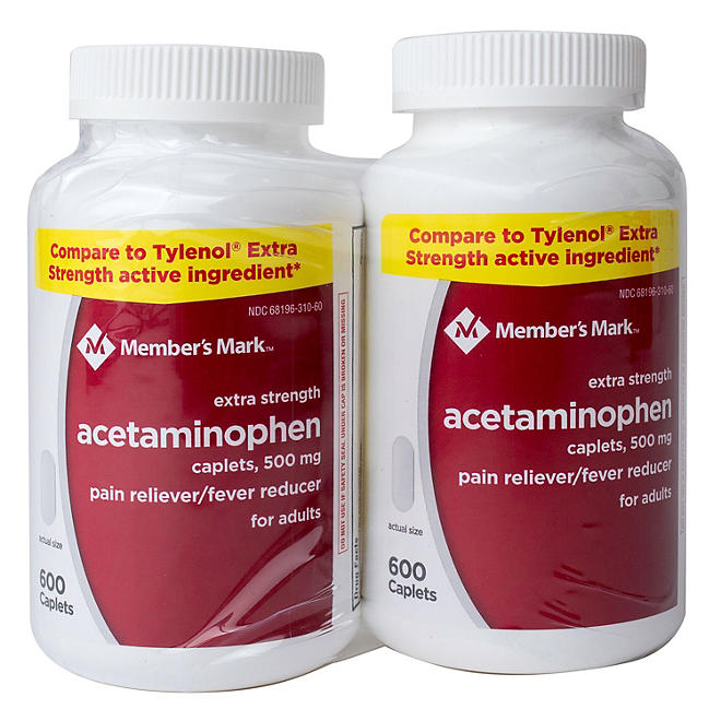 Member's Mark Extra Strength Acetaminophen Caplets, 500mg (600 ct., 2 pk.)