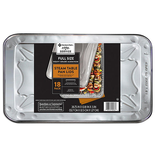 Member's Mark Aluminum Steam Table Pan Lids, Full Size (18 ct.)