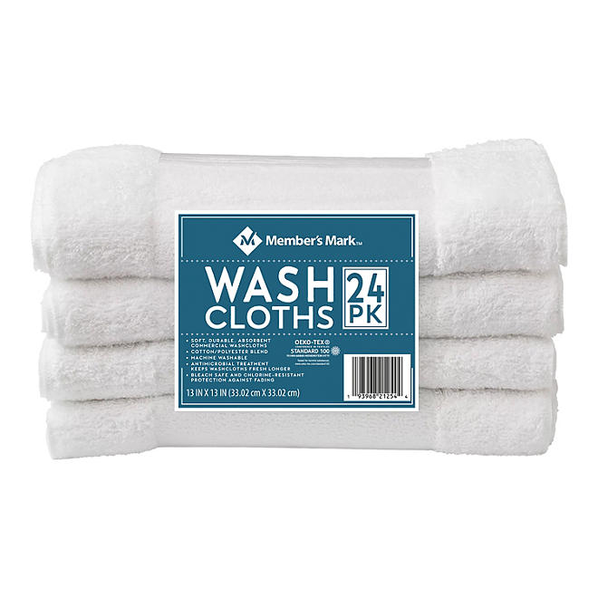 Member's Mark Commercial Hospitality Washcloths, White (24 pk.)