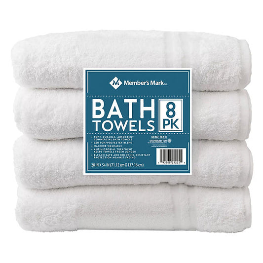 Member's Mark Commercial Hospitality Bath Towels, White (8 pk.)