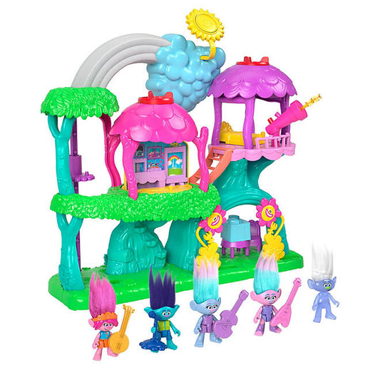 Imaginext Trolls Lights and Sounds Rainbow Treehouse Bundle