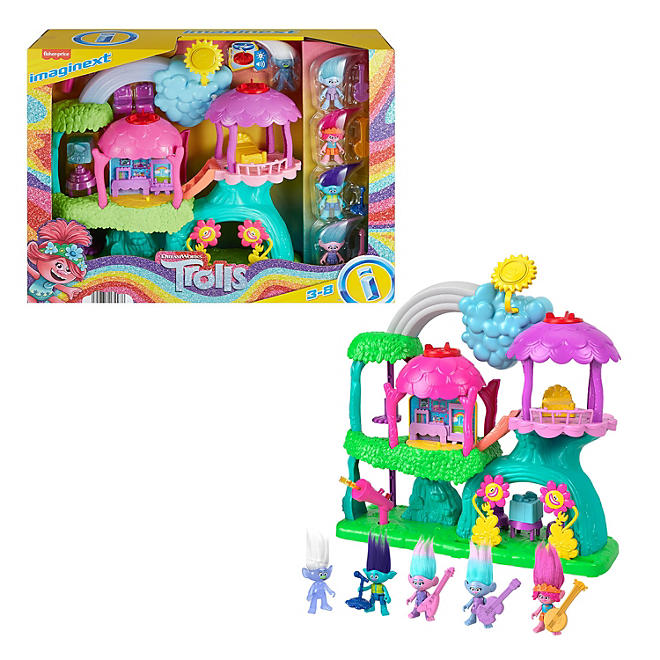 Imaginext Trolls Lights and Sounds Rainbow Treehouse Bundle