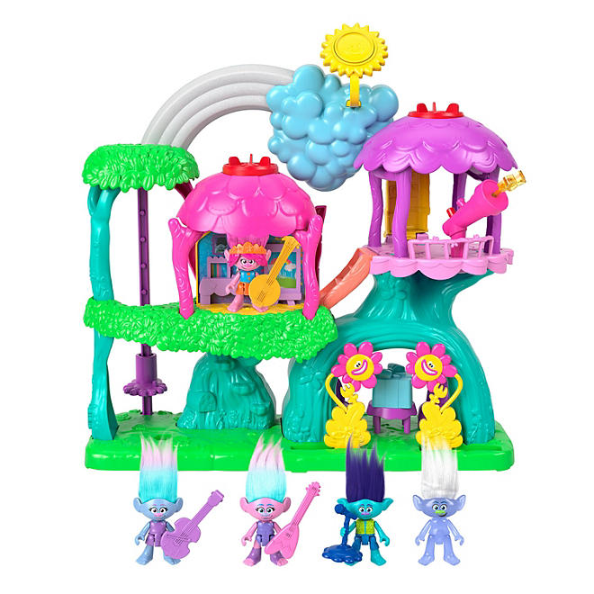 Imaginext Trolls Lights and Sounds Rainbow Treehouse Bundle