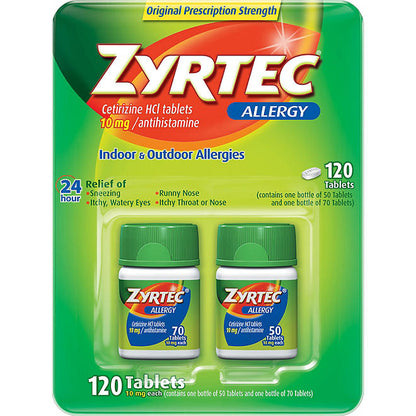 Zyrtec Antihistamine Allergy Tablets 10 mg. (120 ct.)