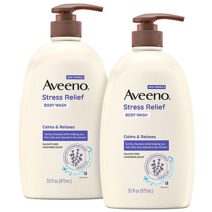 Aveeno Stress Relief Body Wash with Lavender & Chamomile (33 fl. oz., 2 pk.)