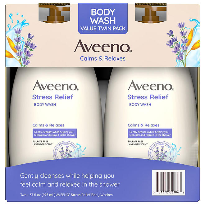 Aveeno Stress Relief Body Wash with Lavender & Chamomile (33 fl. oz., 2 pk.)