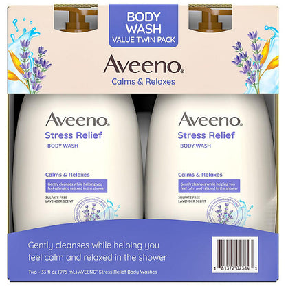 Aveeno Stress Relief Body Wash with Lavender & Chamomile (33 fl. oz., 2 pk.)