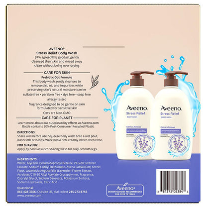 Aveeno Stress Relief Body Wash with Lavender & Chamomile (33 fl. oz., 2 pk.)