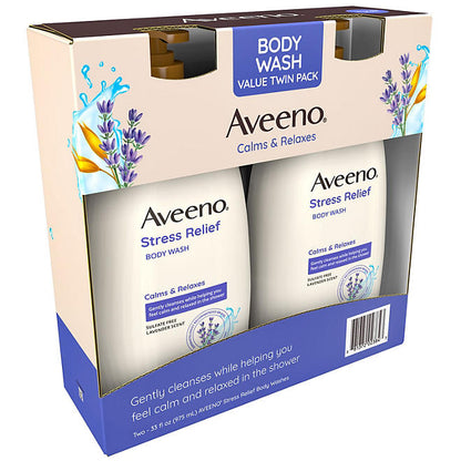Aveeno Stress Relief Body Wash with Lavender & Chamomile (33 fl. oz., 2 pk.)