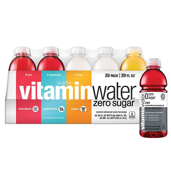 Glaceau Vitaminwater Zero Variety Pack Nutrient Enhanced Water (20 fl. oz., 20 pk.)