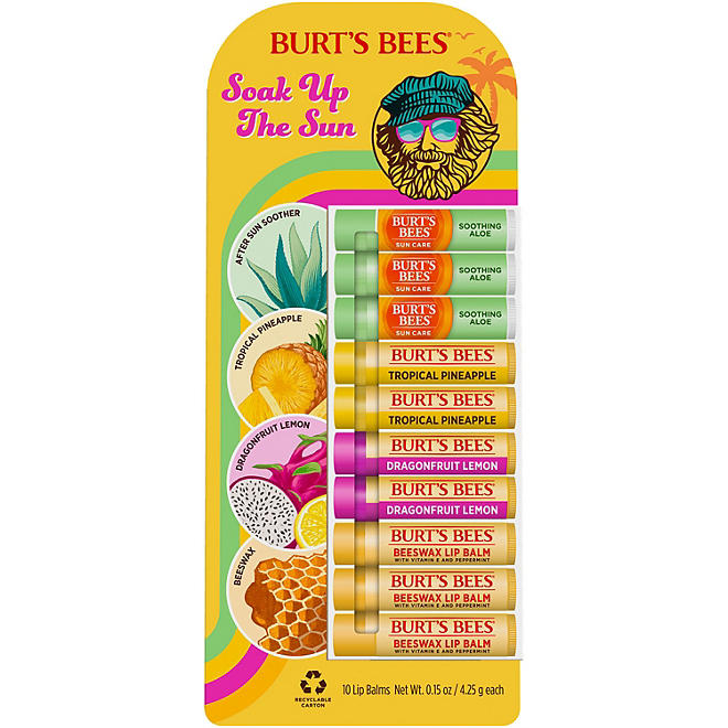 Burt’s Bees Soak Up the Sun Lip Balm Variety Pack (10 ct.)