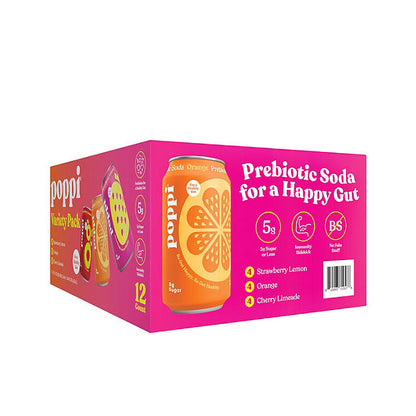 poppi Prebiotic Soda Variety Pack (12 fl. oz., 12 pk.)