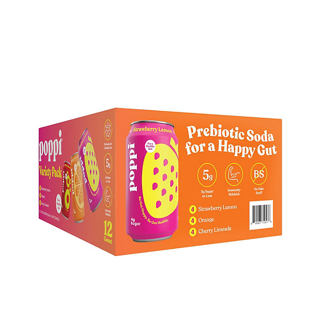 poppi Prebiotic Soda Variety Pack (12 fl. oz., 12 pk.)