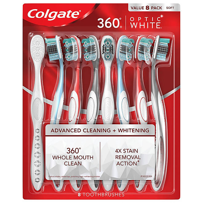 Colgate Optic White 360 Manual Toothbrush, Soft (8 pk.)