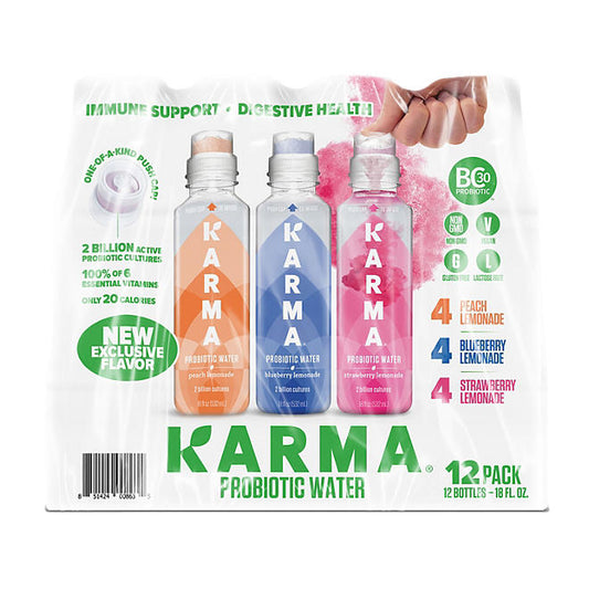 Karma Lemonade Probiotic Water Variety Pack (18 fl. oz., 12 pk.)