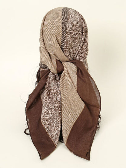 MATTE CHIFFON PLAID PRINT LARGE SCARF