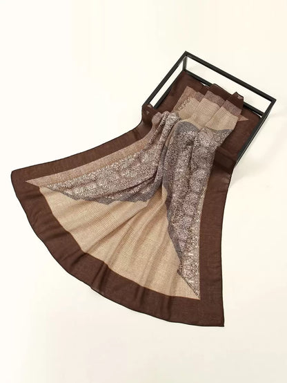 MATTE CHIFFON PLAID PRINT LARGE SCARF