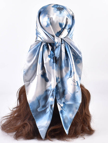 SILK TEXTURE FLORAL SHADOW SCARF