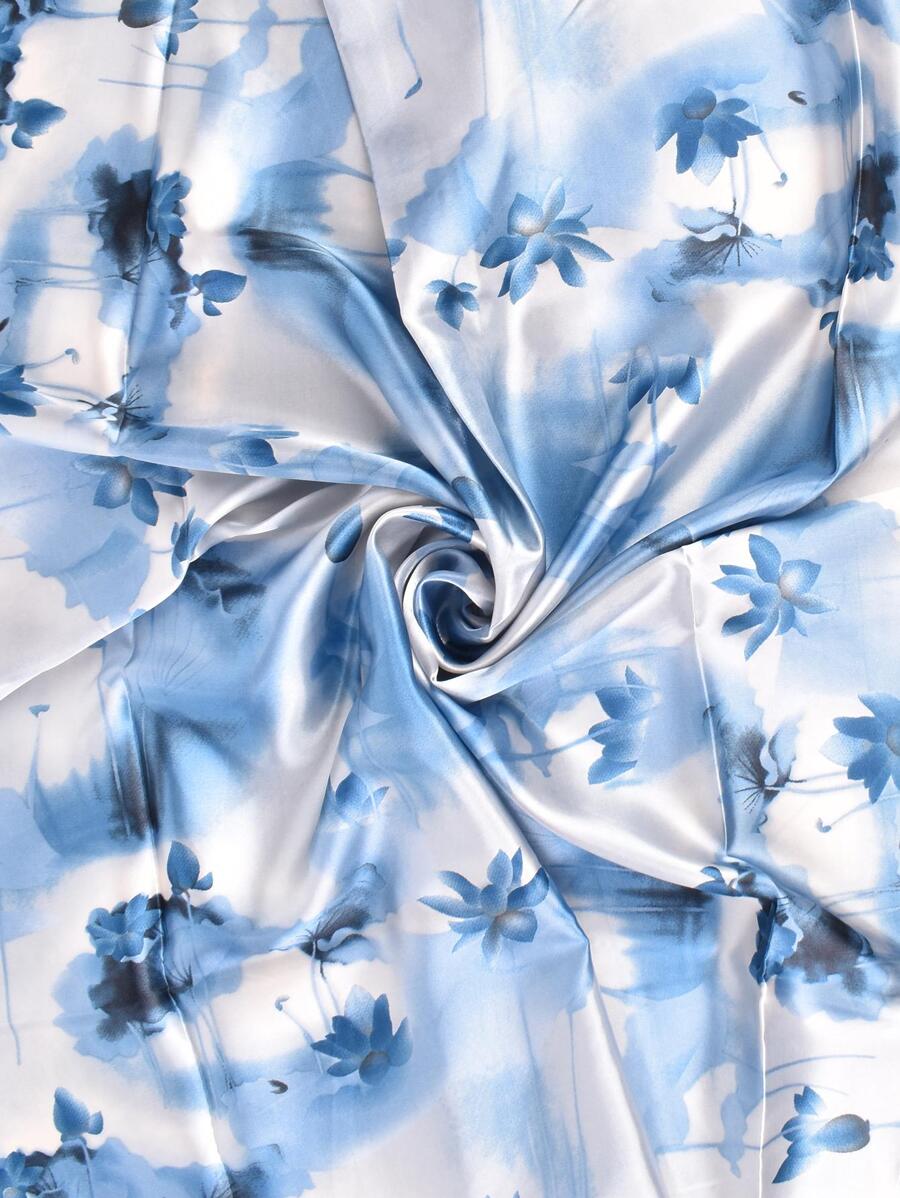 SILK TEXTURE FLORAL SHADOW SCARF