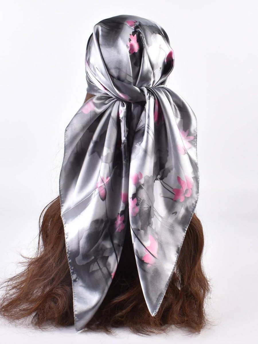 SILK TEXTURE FLORAL SHADOW SCARF