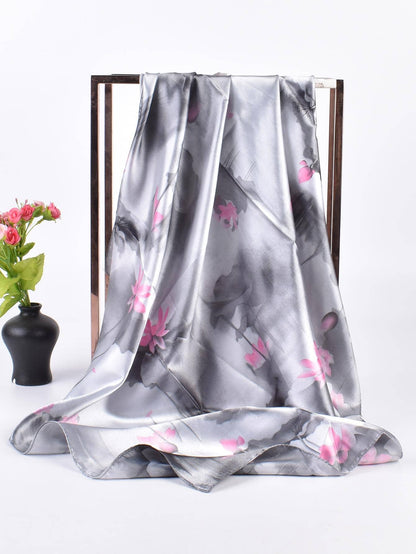 SILK TEXTURE FLORAL SHADOW SCARF