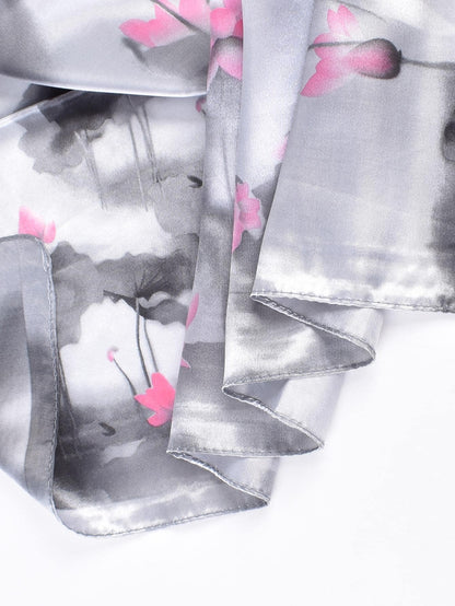 SILK TEXTURE FLORAL SHADOW SCARF