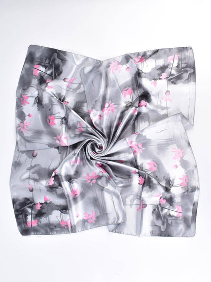 SILK TEXTURE FLORAL SHADOW SCARF
