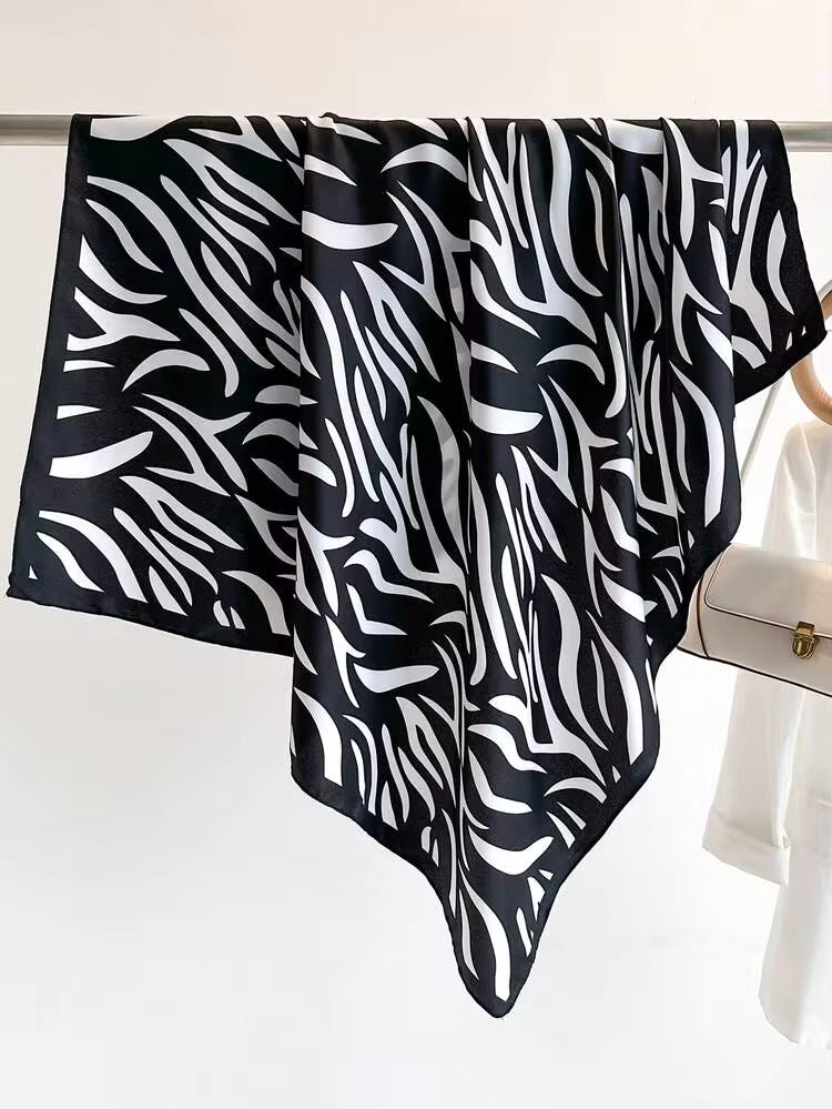 ZEBRA PRINT ELEGANT SATIN SCARF