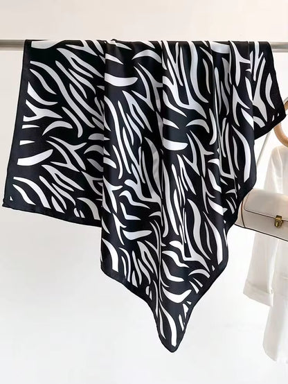 ZEBRA PRINT ELEGANT SATIN SCARF