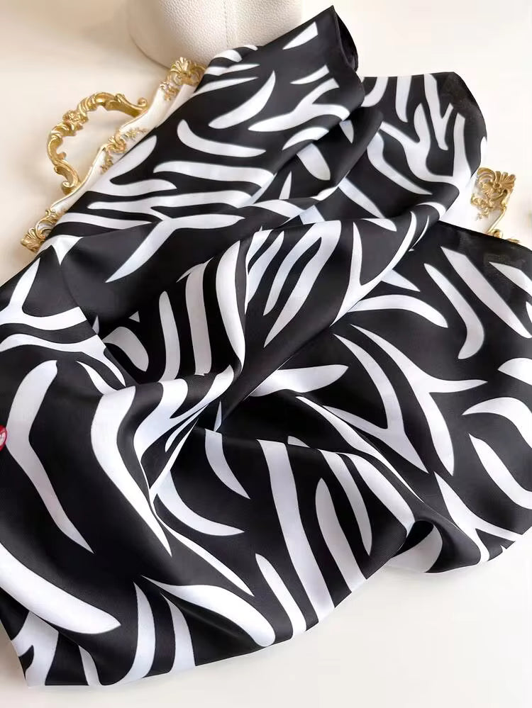 ZEBRA PRINT ELEGANT SATIN SCARF