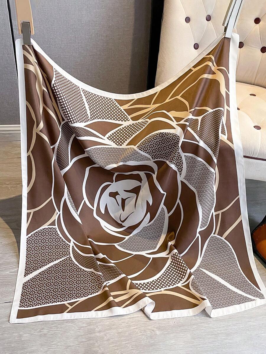 ELEGANT TWILL ROSE PRINT SCARF