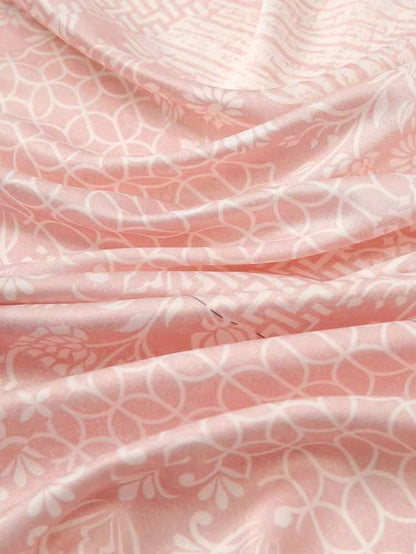 PRINTED VERSATILE PINK SATIN SCARF