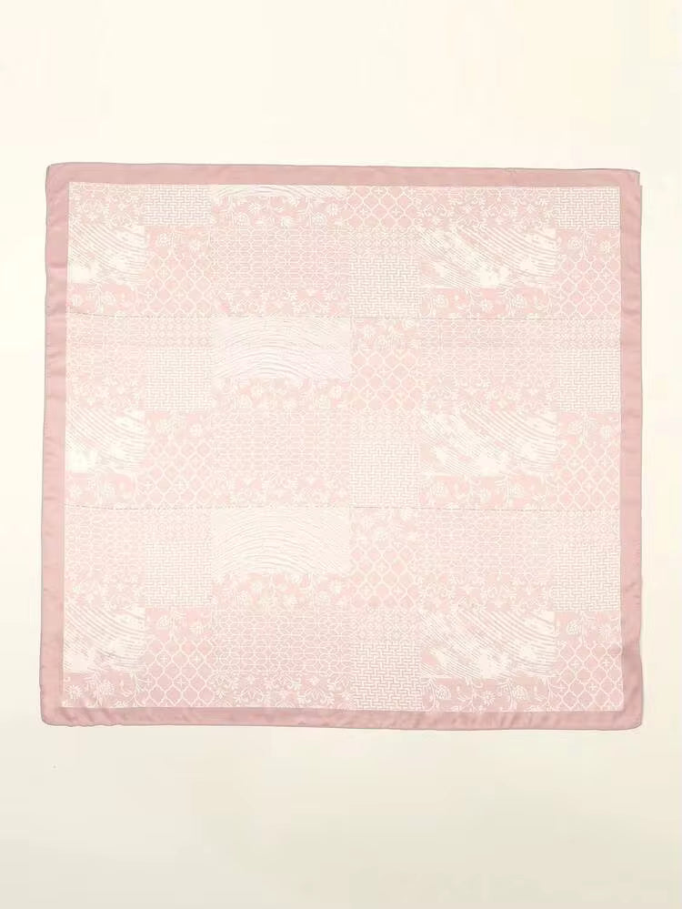 PRINTED VERSATILE PINK SATIN SCARF