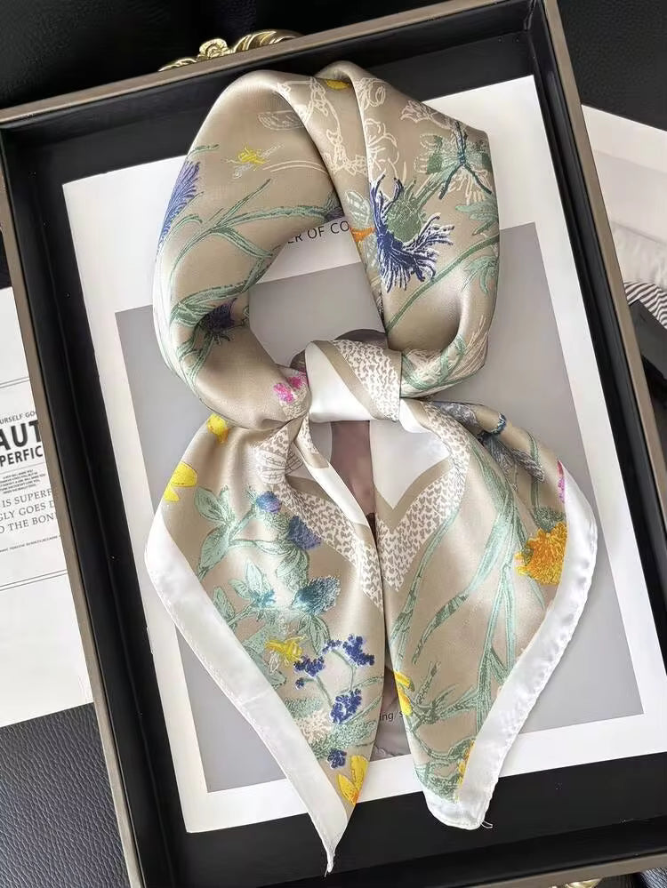 SOFT MULTICOLOR FLORAL SILK SCARF