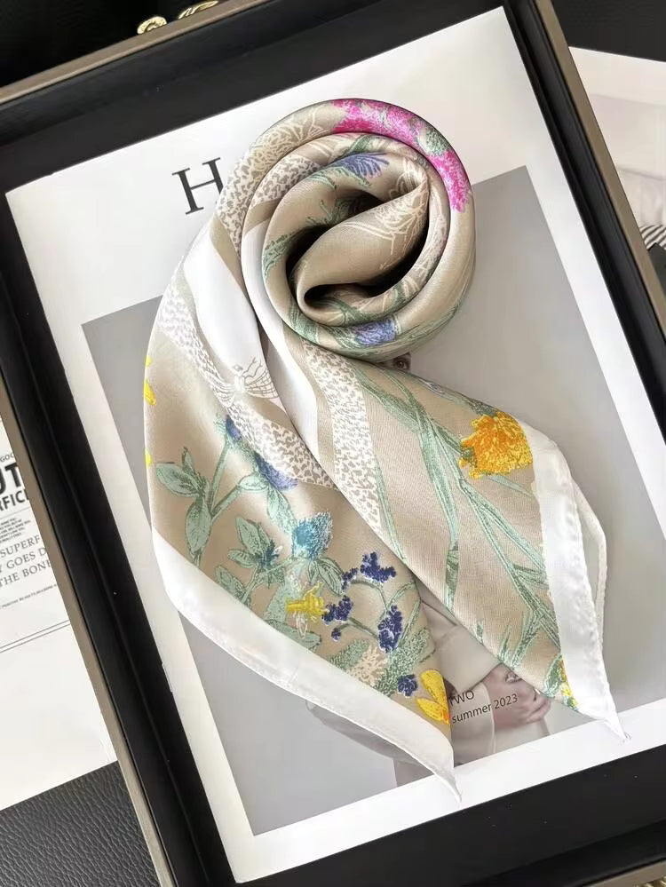 SOFT MULTICOLOR FLORAL SILK SCARF