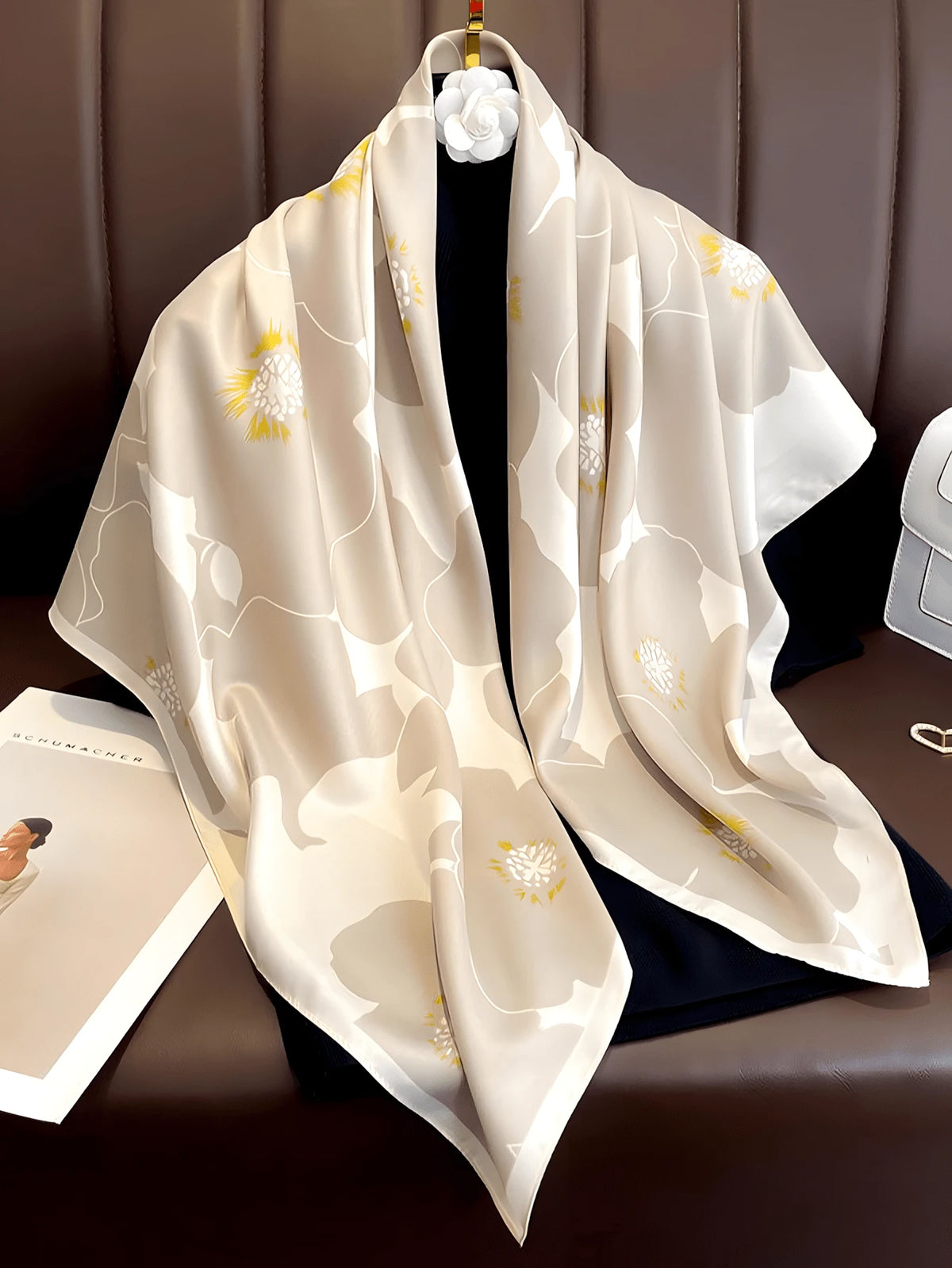 ELEGANT FLORAL SATIN SCARF